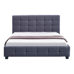 Linen Fabric Double Deluxe Bed Frame Grey - Furniture > Bedroom > Beds & Bed Frames