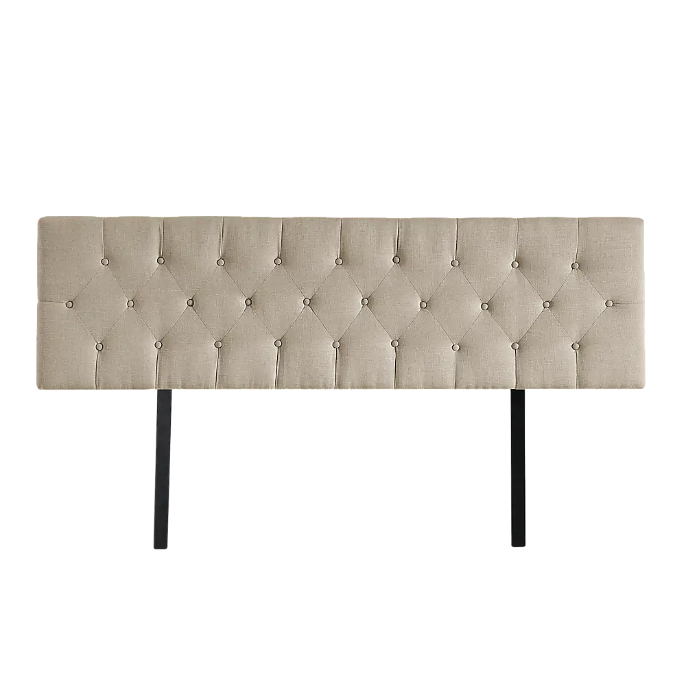 Linen Fabric King Bed Deluxe Headboard Bedhead - Beige - Furniture > Bedroom