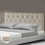 Linen Fabric King Bed Deluxe Headboard Bedhead - Beige - Furniture > Bedroom