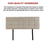 Linen Fabric King Bed Deluxe Headboard Bedhead - Beige - Furniture > Bedroom > Beds & Bed Frames