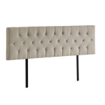 Linen Fabric King Bed Deluxe Headboard Bedhead - Beige - Furniture > Bedroom