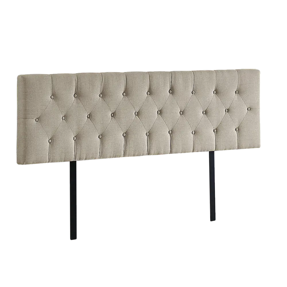 Linen Fabric King Bed Deluxe Headboard Bedhead - Beige - Furniture > Bedroom