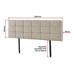 Linen Fabric King Bed Deluxe Headboard Bedhead - Beige - Furniture > Bedroom > Beds & Bed Frames