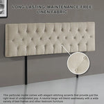 Linen Fabric King Bed Deluxe Headboard Bedhead - Beige - Furniture > Bedroom