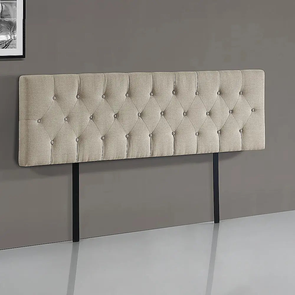 Linen Fabric King Bed Deluxe Headboard Bedhead - Beige - Furniture > Bedroom