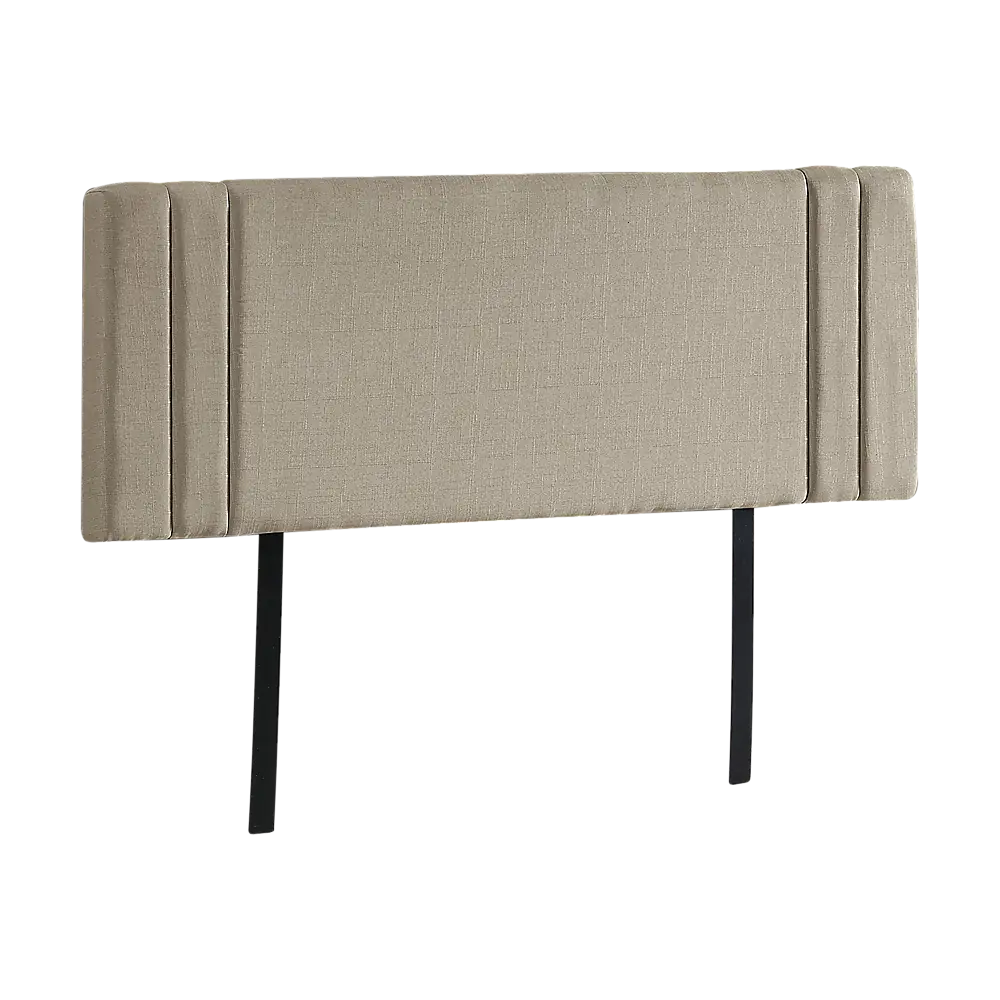 Linen Fabric King Bed Deluxe Headboard Bedhead - Beige - Furniture > Bedroom