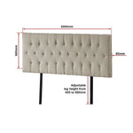 Linen Fabric King Bed Deluxe Headboard Bedhead - Beige - Furniture > Bedroom