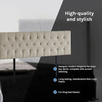 Linen Fabric King Bed Deluxe Headboard Bedhead - Beige - Furniture > Bedroom