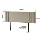 Linen Fabric King Bed Deluxe Headboard Bedhead - Beige - Furniture > Bedroom