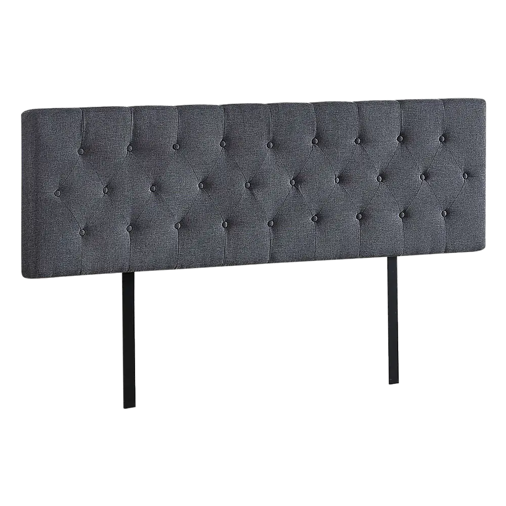 Linen Fabric King Bed Deluxe Headboard Bedhead - Grey - Furniture > Bedroom