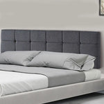 Linen Fabric King Bed Deluxe Headboard Bedhead - Grey - Furniture > Bedroom