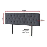Linen Fabric King Bed Deluxe Headboard Bedhead - Grey - Furniture > Bedroom