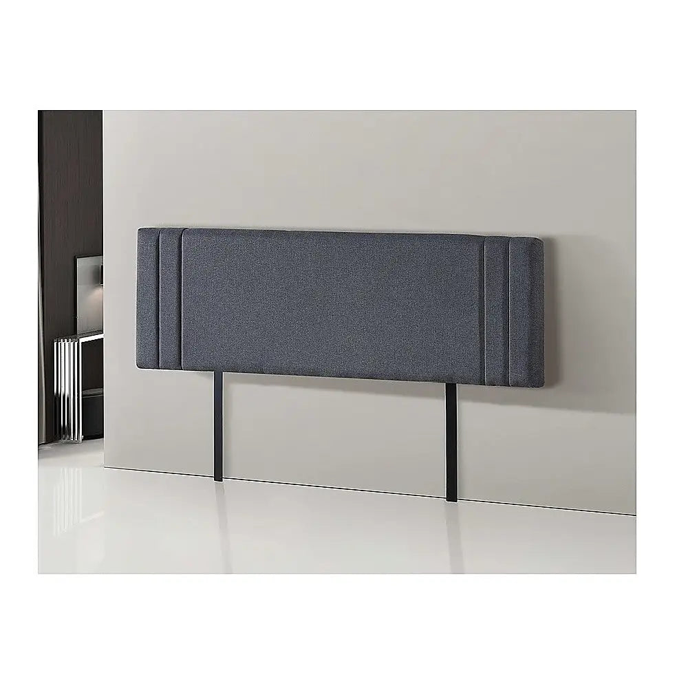 Linen Fabric King Bed Deluxe Headboard Bedhead - Grey - Furniture > Bedroom