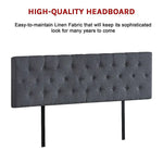 Linen Fabric King Bed Deluxe Headboard Bedhead - Grey - Furniture > Bedroom