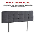 Linen Fabric King Bed Deluxe Headboard Bedhead - Grey - Furniture > Bedroom