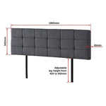 Linen Fabric King Bed Deluxe Headboard Bedhead - Grey - Furniture > Bedroom