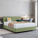 Linen Fabric King Bed Deluxe Headboard Bedhead - Olive Green - Furniture > Bedroom > Beds & Bed Frames