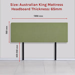 Linen Fabric King Bed Deluxe Headboard Bedhead - Olive Green - Furniture > Bedroom > Beds & Bed Frames