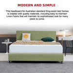 Linen Fabric King Bed Deluxe Headboard Bedhead - Olive Green - Furniture > Bedroom > Beds & Bed Frames