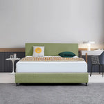 Linen Fabric King Bed Deluxe Headboard Bedhead - Olive Green - Furniture > Bedroom > Beds & Bed Frames
