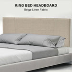 Linen Fabric King Bed Headboard Bedhead - Beige - Furniture > Bedroom