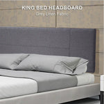Linen Fabric King Bed Headboard Bedhead - Grey - Furniture > Bedroom