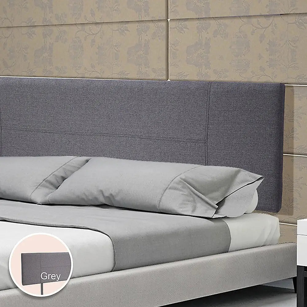 Linen Fabric King Bed Headboard Bedhead - Grey - Furniture > Bedroom
