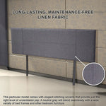 Linen Fabric King Bed Headboard Bedhead - Grey - Furniture > Bedroom