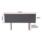Linen Fabric King Bed Headboard Bedhead - Grey - Furniture > Bedroom