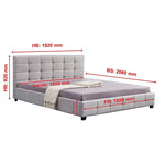 Linen Fabric King Deluxe Bed Frame Beige - Furniture > Bedroom > Beds & Bed Frames