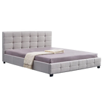 Linen Fabric King Deluxe Bed Frame Beige - Furniture > Bedroom > Beds & Bed Frames