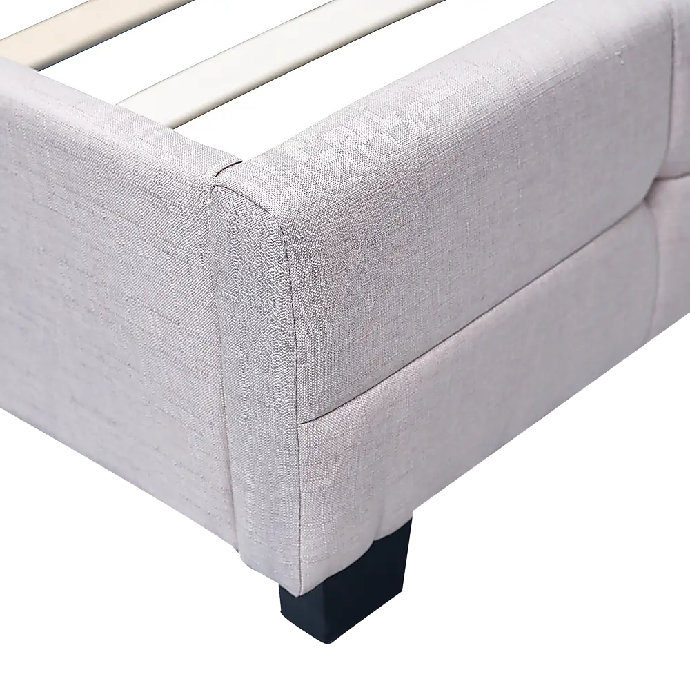 Linen Fabric King Deluxe Bed Frame Beige - Furniture > Bedroom > Beds & Bed Frames