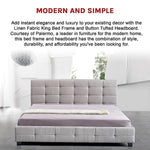 Linen Fabric King Deluxe Bed Frame Beige - Furniture > Bedroom > Beds & Bed Frames