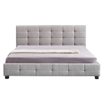 Linen Fabric King Deluxe Bed Frame Beige - Furniture > Bedroom > Beds & Bed Frames