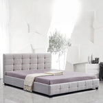 Linen Fabric King Deluxe Bed Frame Beige - Furniture > Bedroom > Beds & Bed Frames