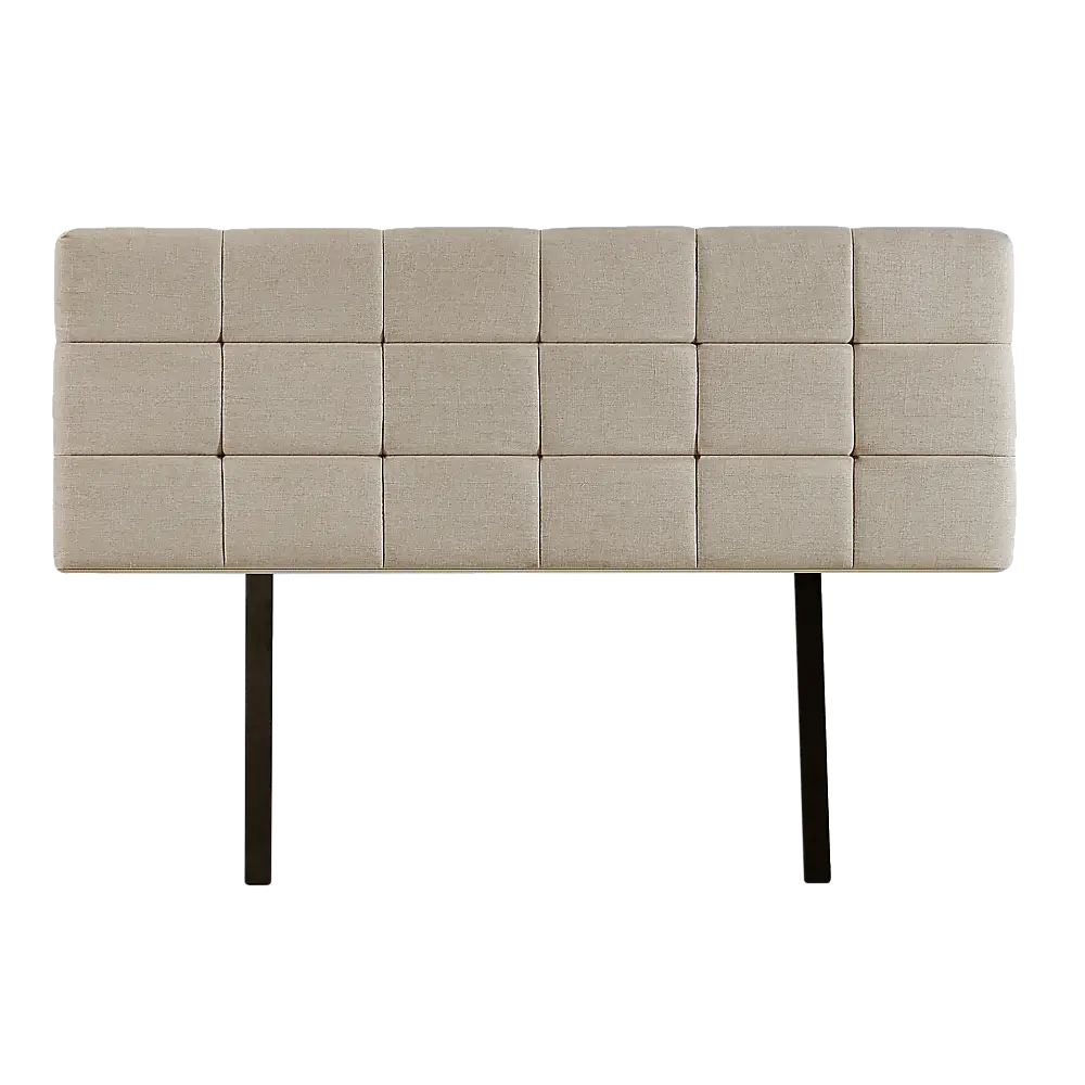 Linen Fabric Queen Bed Deluxe Headboard Bedhead - Beige - Furniture > Bedroom