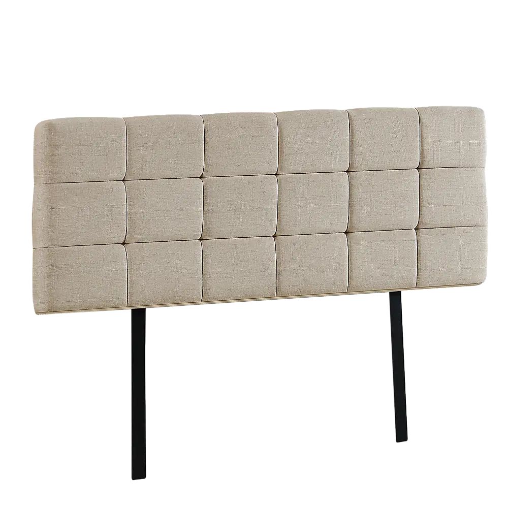 Linen Fabric Queen Bed Deluxe Headboard Bedhead - Beige - Furniture > Bedroom