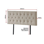 Linen Fabric Queen Bed Deluxe Headboard Bedhead - Beige - Furniture > Bedroom > Beds & Bed Frames