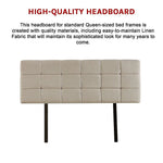 Linen Fabric Queen Bed Deluxe Headboard Bedhead - Beige - Furniture > Bedroom
