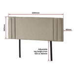 Linen Fabric Queen Bed Deluxe Headboard Bedhead - Beige - Furniture > Bedroom