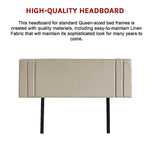 Linen Fabric Queen Bed Deluxe Headboard Bedhead - Beige - Furniture > Bedroom