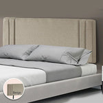 Linen Fabric Queen Bed Deluxe Headboard Bedhead - Beige - Furniture > Bedroom