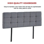 Linen Fabric Queen Bed Deluxe Headboard Bedhead - Grey - Furniture > Bedroom