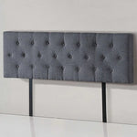 Linen Fabric Queen Bed Deluxe Headboard Bedhead - Grey - Furniture > Bedroom