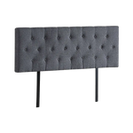 Linen Fabric Queen Bed Deluxe Headboard Bedhead - Grey - Furniture > Bedroom