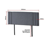 Linen Fabric Queen Bed Deluxe Headboard Bedhead - Grey - Furniture > Bedroom