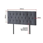 Linen Fabric Queen Bed Deluxe Headboard Bedhead - Grey - Furniture > Bedroom