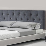 Linen Fabric Queen Bed Deluxe Headboard Bedhead - Grey - Furniture > Bedroom