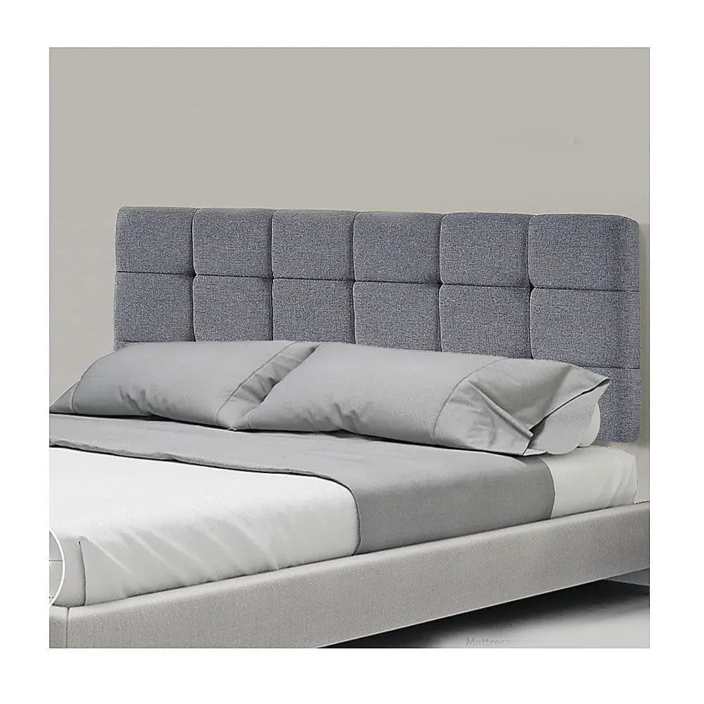 Linen Fabric Queen Bed Deluxe Headboard Bedhead - Grey - Furniture > Bedroom