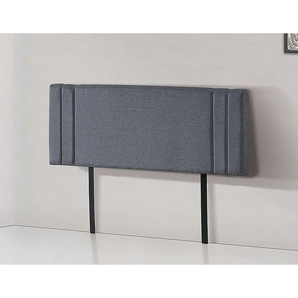 Linen Fabric Queen Bed Deluxe Headboard Bedhead - Grey - Furniture > Bedroom